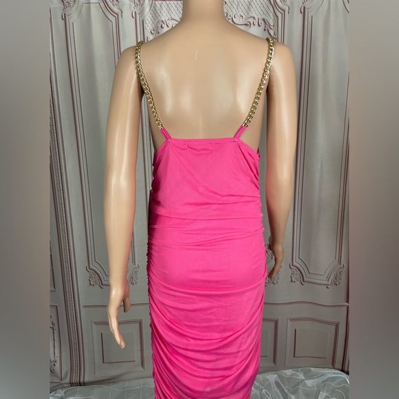 ALMOST FAMOUS Womens Pink Chain Strap Sleeveless Midi Sheath Dress Juniors XL - Picture 6 of 13